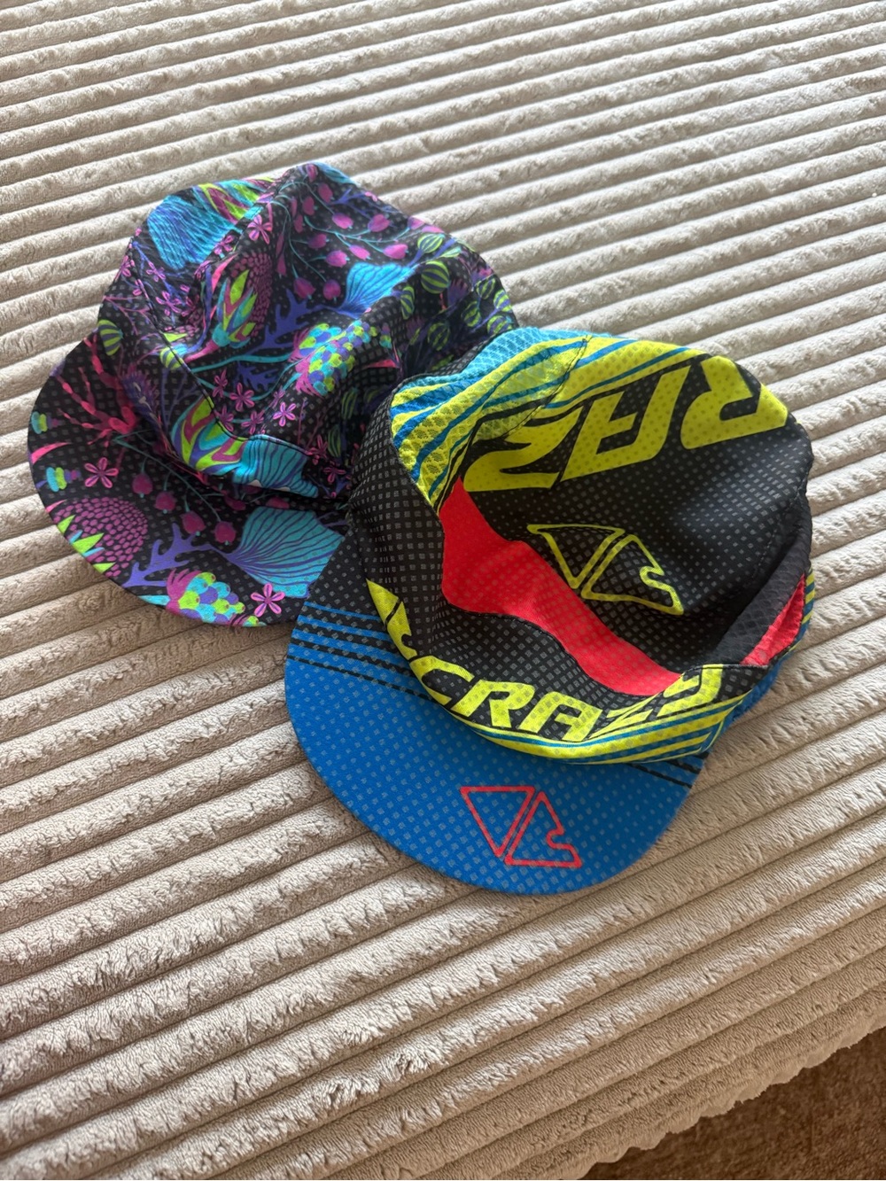 Cycling Caps Duo - Neon Graphic & Floral Prints